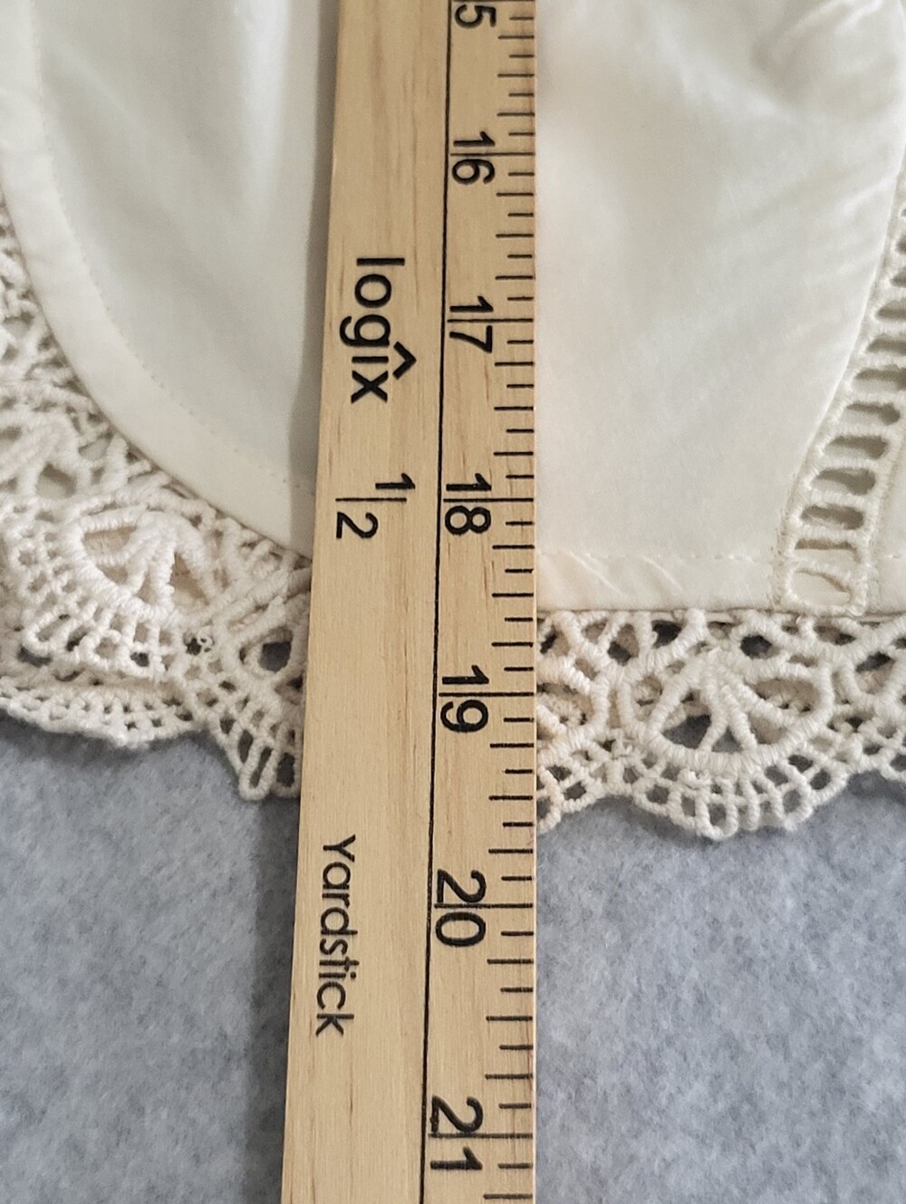 Jennifer & Grace Top Sz M Cream Cross Stitch Embroidery Lace Trim Tie Front Boho - Picture 12 of 16